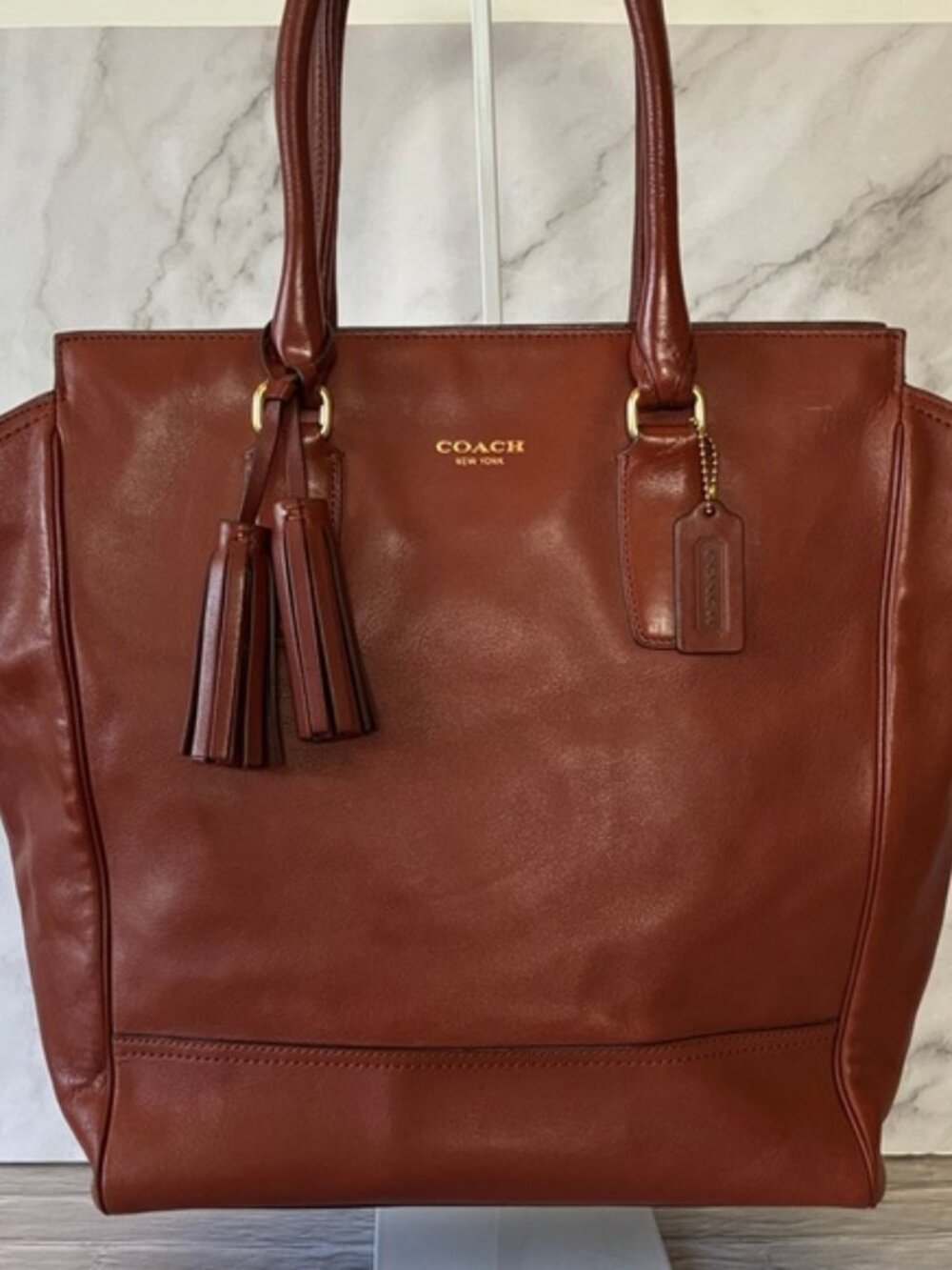 Coach Leather Legacy Tanner Cognac Carryall Tote Bag